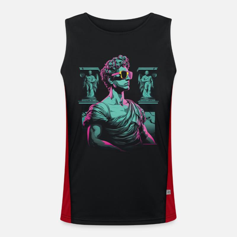 80er Klassische griechische statue Synthwave Funktionelles Kontrast-Tank Top für Männer 