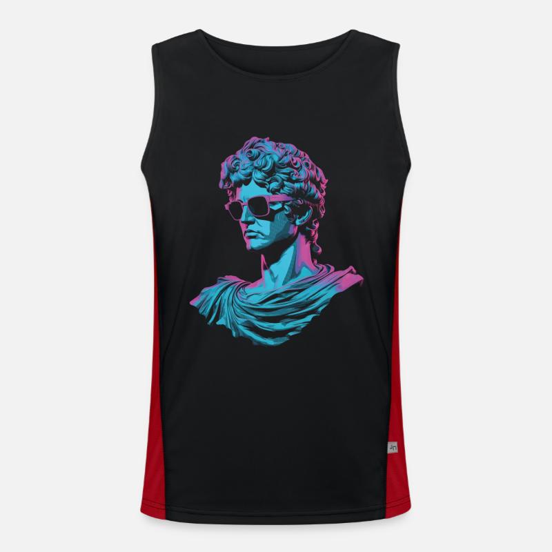 80er Klassische griechische statue Synthwave Funktionelles Kontrast-Tank Top für Männer 