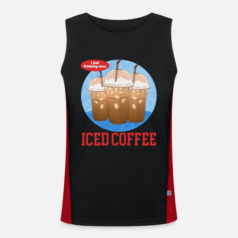 Eiskaffee Kaffeeliebhaber Iced Coffee Geschenk Funktionelles Kontrast-Tank Top für Männer 