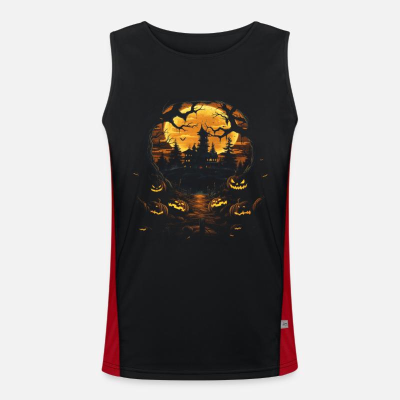 Halloween Kürbis Süßes oder Saures Party Funktionelles Kontrast-Tank Top für Männer 