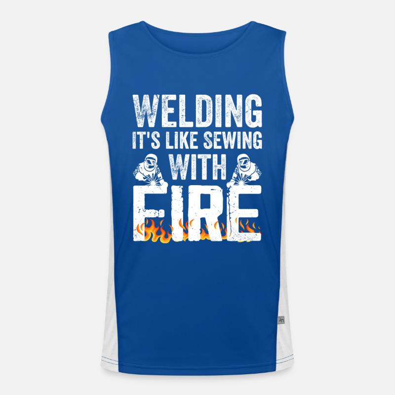 Welding It's Like Sewing With Fire Men's Functional Contrast Tank Top 