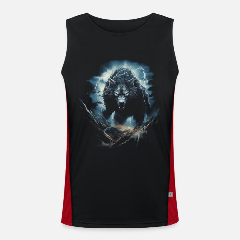 Wolf Wolves Middle Ages Dark Wilderness Nordic Men's Functional Contrast Tank Top 