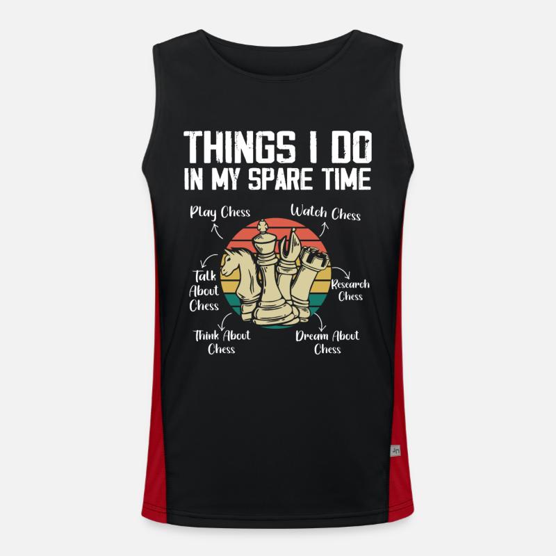 Dinge, die ich in meiner Freizeit mache Lustiger Schachspieler Funktionelles Kontrast-Tank Top für Männer 