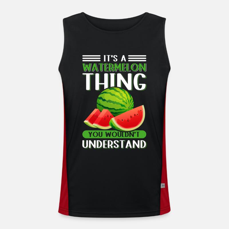 Watermelon Angurie Paste Arbuse Gift - Men's Functional Contrast Tank Top  - black/red