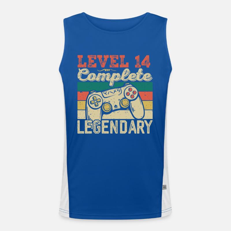 Level 14 Complete, 14 Year Old Birthday Gift Men's Functional Contrast Tank Top 
