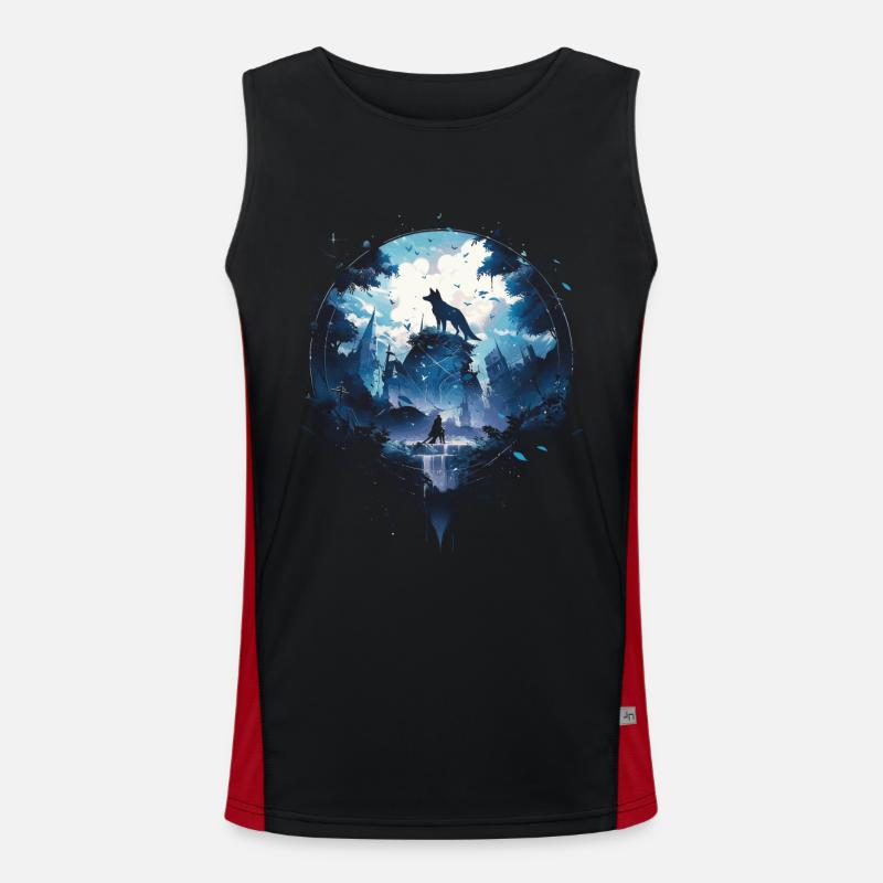 Majestätischer Wolf Wölfe Funktionelles Kontrast-Tank Top für Männer 