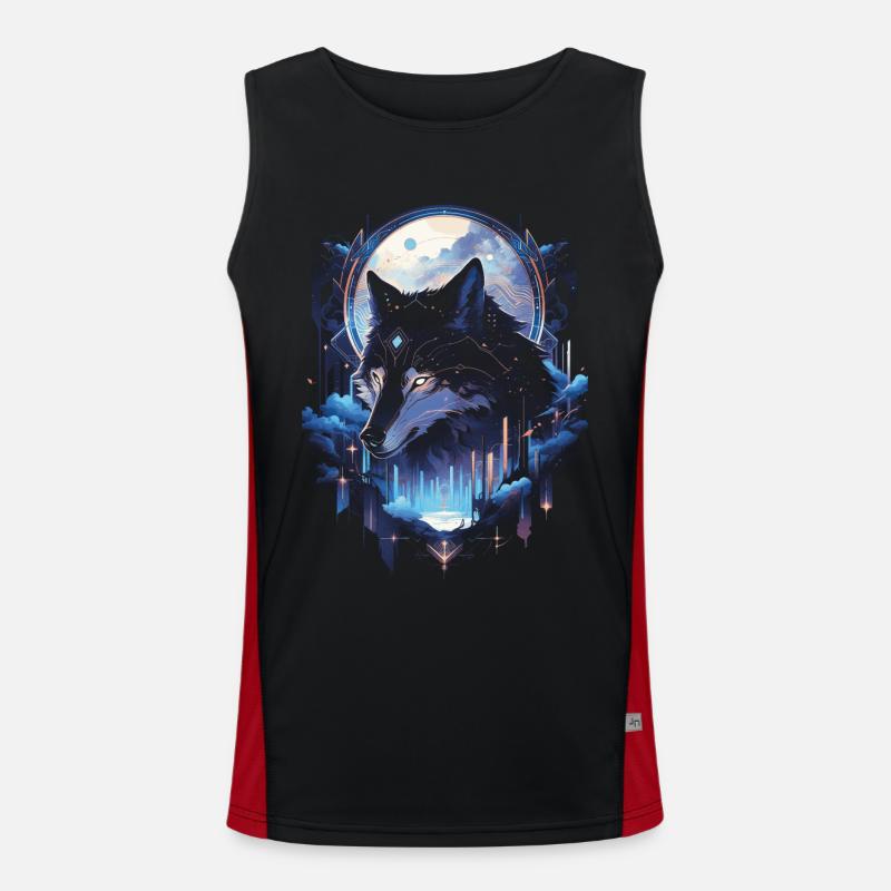 Majestätischer Wolf Wölfe Funktionelles Kontrast-Tank Top für Männer 
