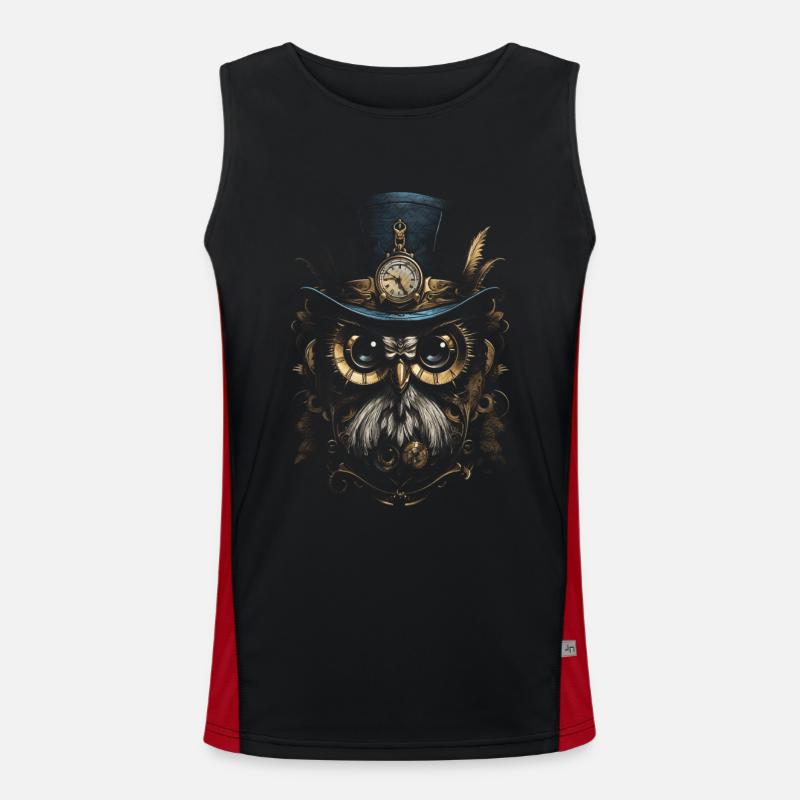 Steampunk Mechanical Owl Victorian Bird Men's Functional Contrast Tank Top 