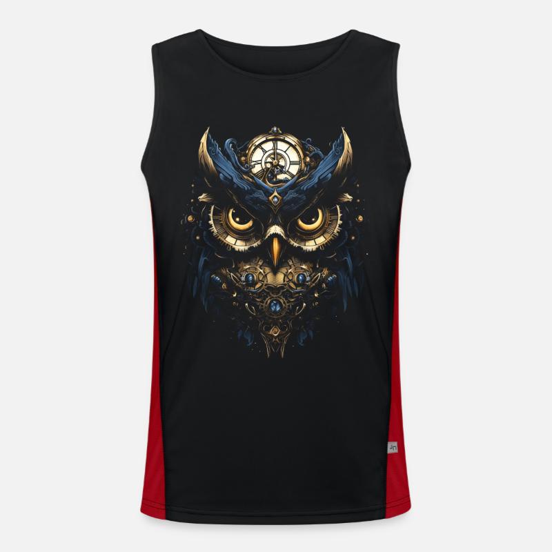 Steampunk Mechanical Owl Victorian Bird Men's Functional Contrast Tank Top 