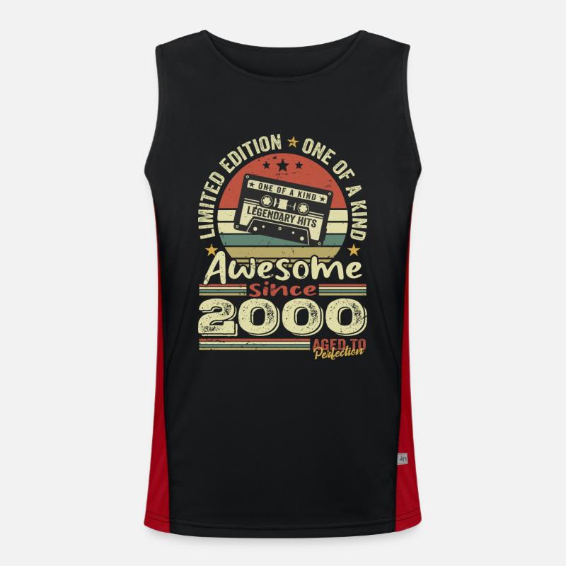 Vintage 2000 Original Retro Geburtstagsgeschenk Funktionelles Kontrast-Tank Top für Männer 
