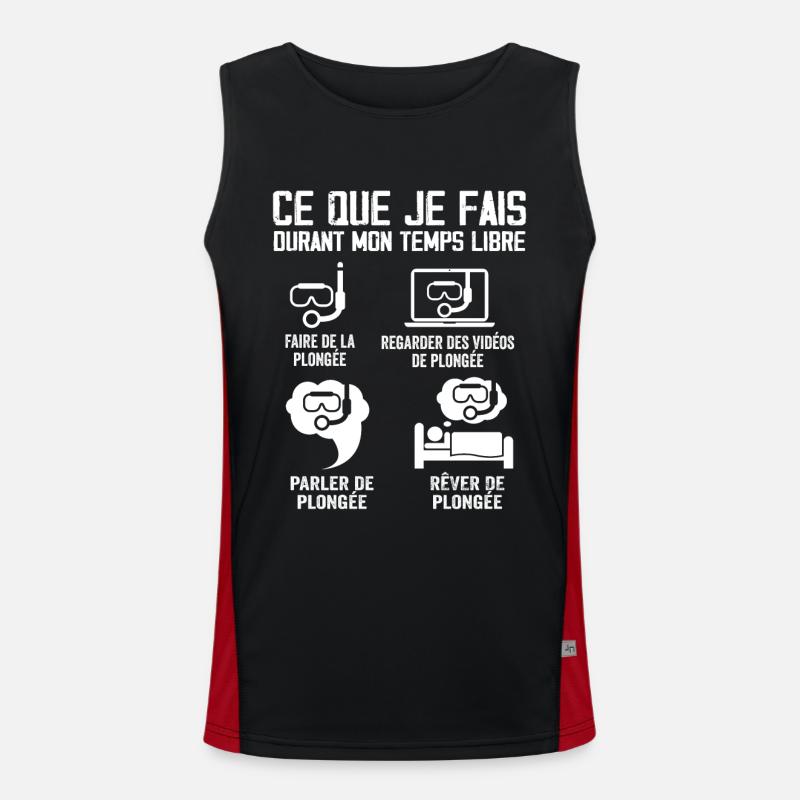 Ce Que Je Fais Durant Mon Temps Libre Plongée - Débardeur respirant contrasté Homme - noir/rouge
