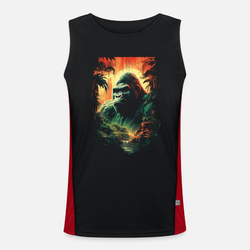 Gorilla, Wilderness, Primate, Nature, Monkey Men's Functional Contrast Tank Top 