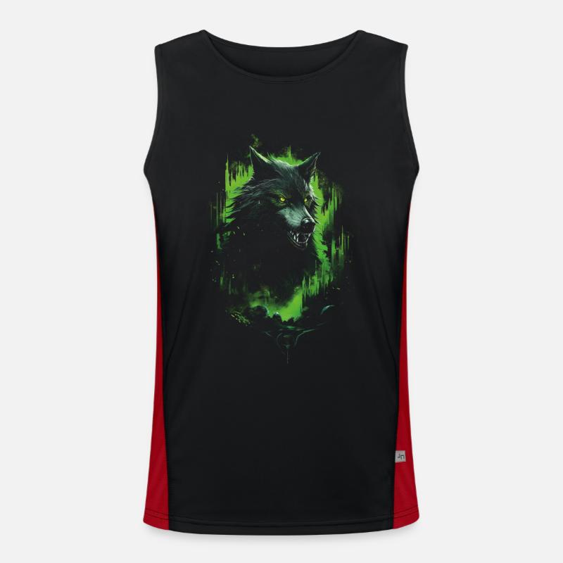 Fantasy Wolf Horror Wald Funktionelles Kontrast-Tank Top für Männer 