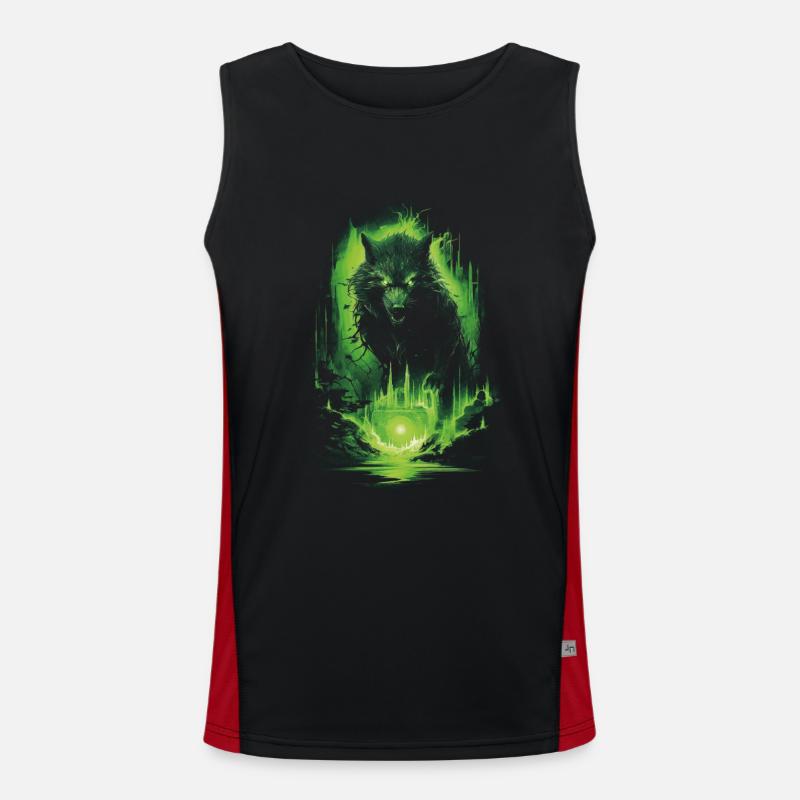 Fantasy Wolf Werwolf Horror Schwert Übernatürlich Funktionelles Kontrast-Tank Top für Männer 