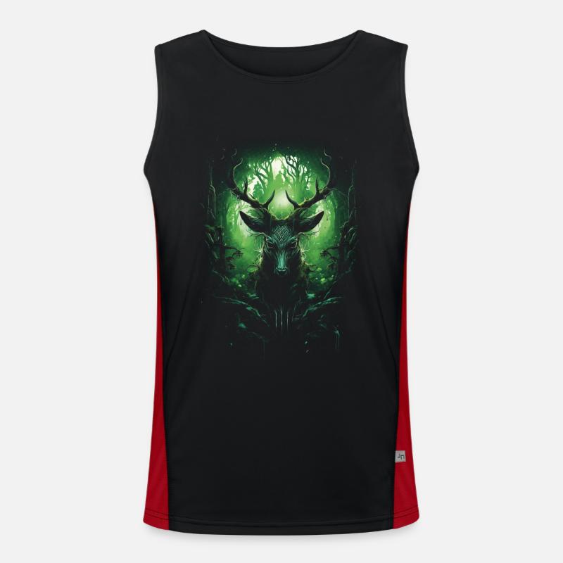 Fantasy Deer Castle Magic Elven Wilderness Fable Men's Functional Contrast Tank Top 