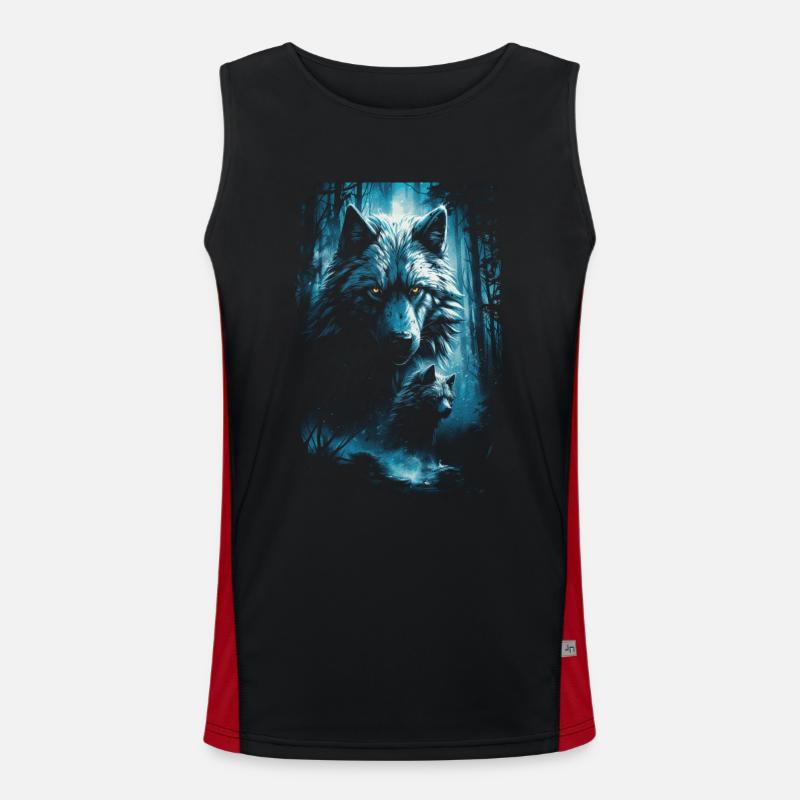 Dunkle Kunst Wolf Wald Mythisch Funktionelles Kontrast-Tank Top für Männer 