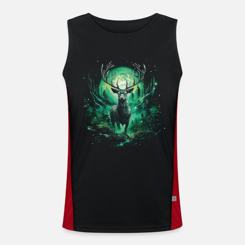 Fantasy Deer Castle Magic Elven Wilderness Fable Men's Functional Contrast Tank Top 