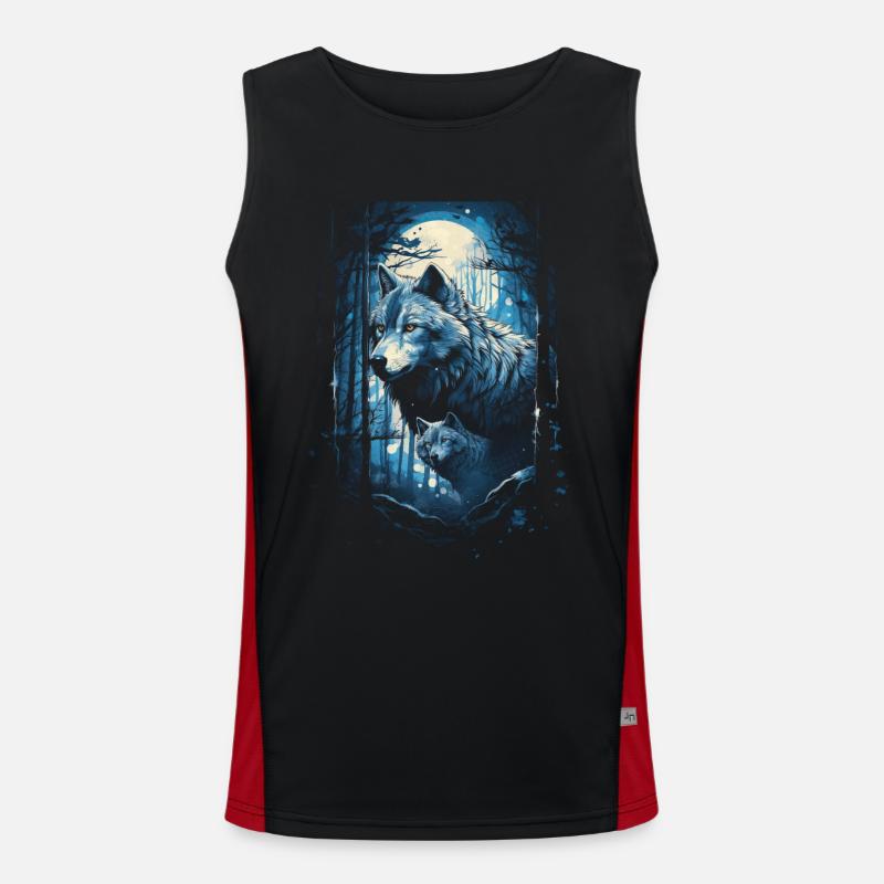 Fantasy Wolf Magic Pack Mysterious - Men's Functional Contrast Tank Top - black/red