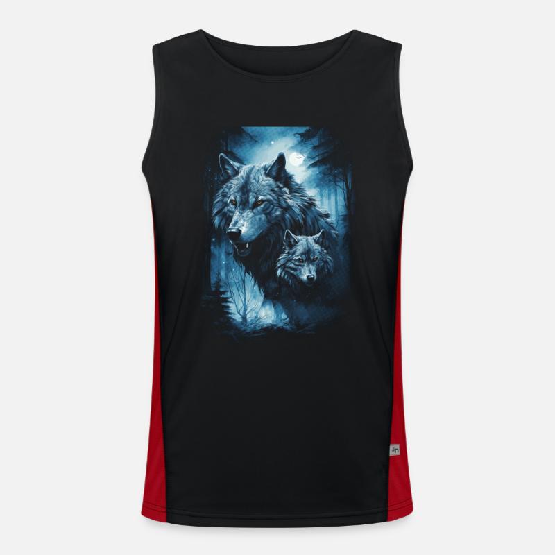 Dark Art Wolf Forest Mythical Men's Functional Contrast Tank Top 