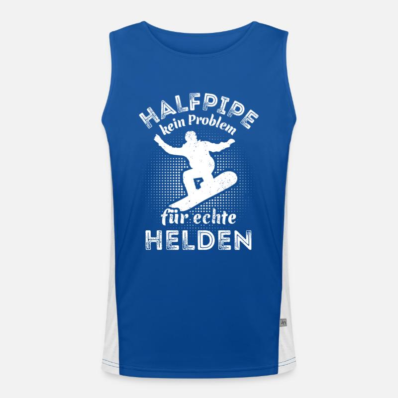 Snowboard, Halfpipe, Wintersport, echte Helden Funktionelles Kontrast-Tank Top für Männer 