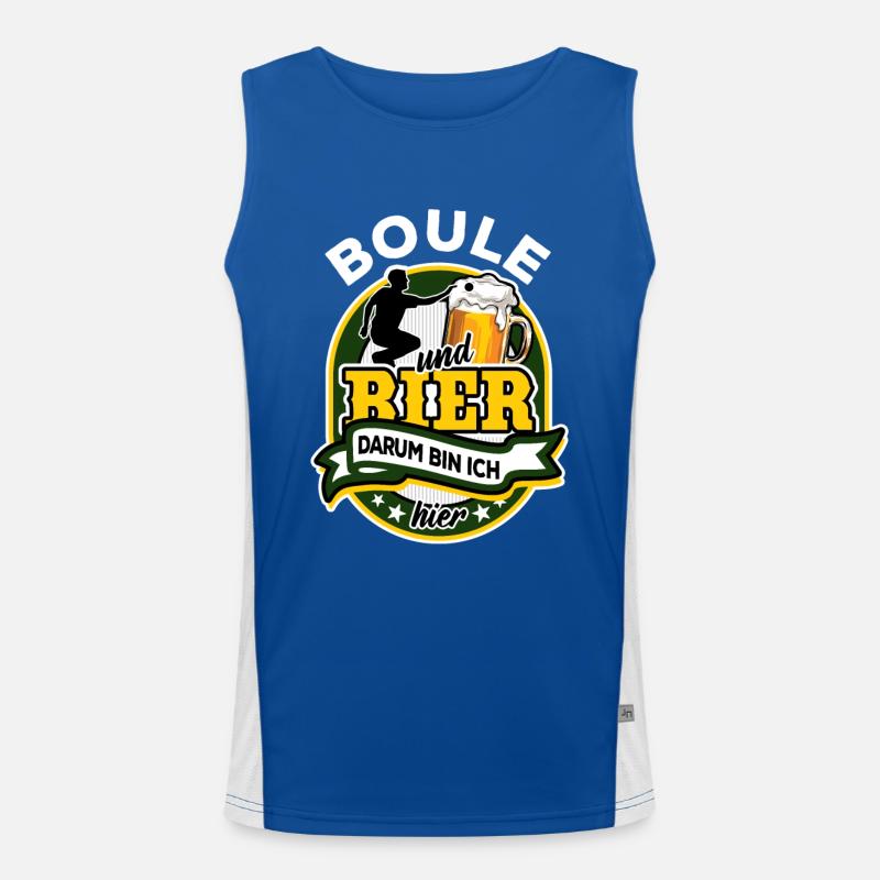Boule & Bier - darum bin ich hier Funktionelles Kontrast-Tank Top für Männer 