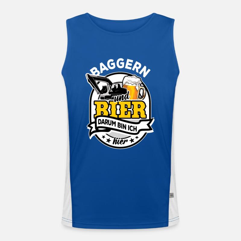 Baggern & Bier - darum bin ich hier Funktionelles Kontrast-Tank Top für Männer 