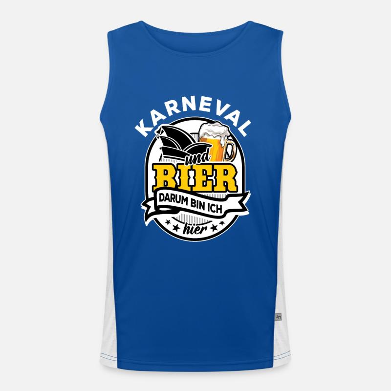 Karneval & Bier - darum bin ich hier Funktionelles Kontrast-Tank Top für Männer 