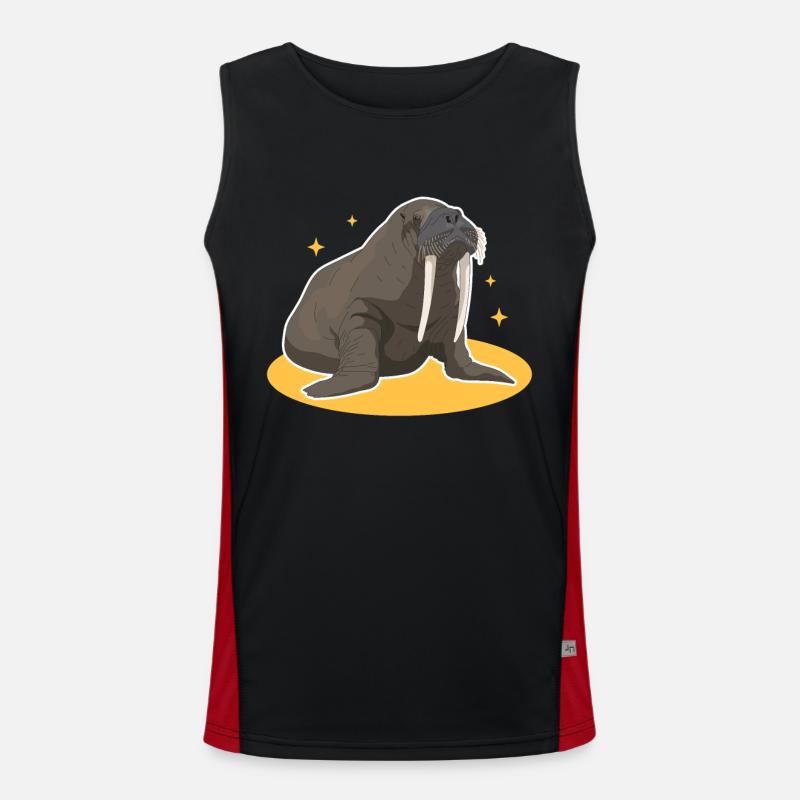 Walrus Walrus | Walrus Walrus Gift - Men's Functional Contrast Tank Top  - black/red