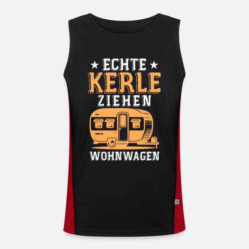 Real guys pull caravan - Men's Functional Contrast Tank Top  - black/red