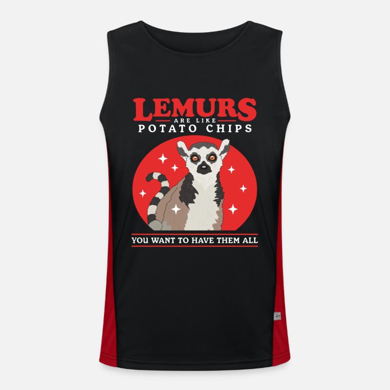 Lemur Ring-tailed Lemur Lemur Gift - Men's Functional Contrast Tank Top  - black/red
