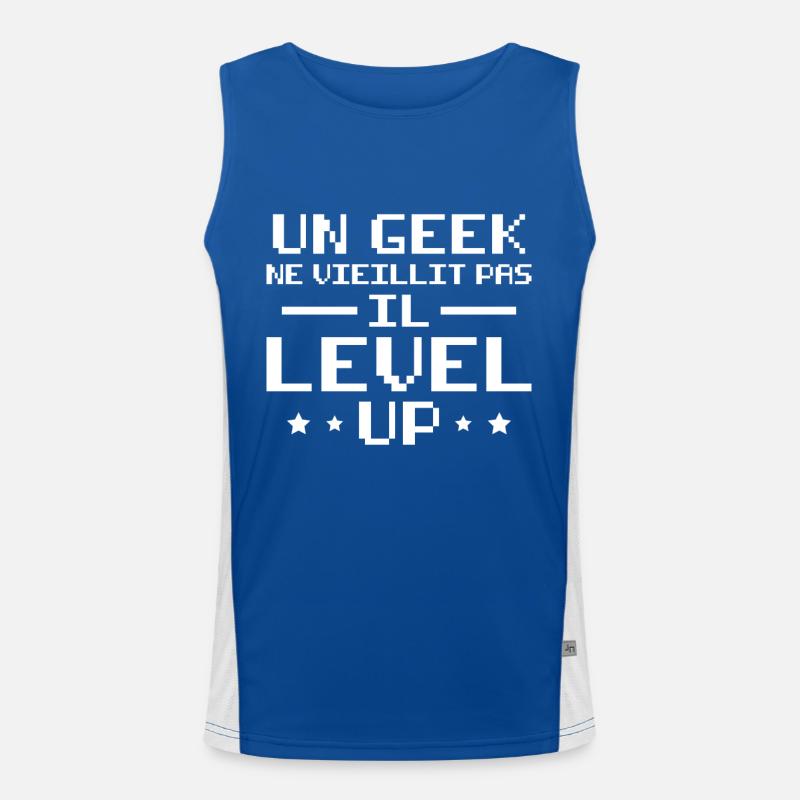 Un geek ne vieillit pas il level up Débardeur respirant contrasté Homme 