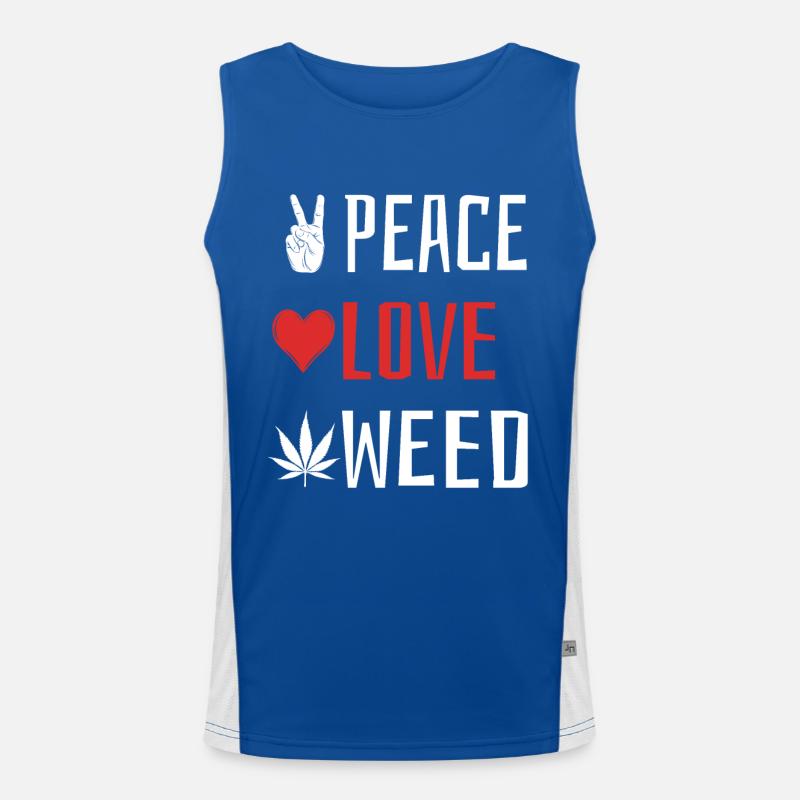 Peace Love Weed - Heart Men's Functional Contrast Tank Top 