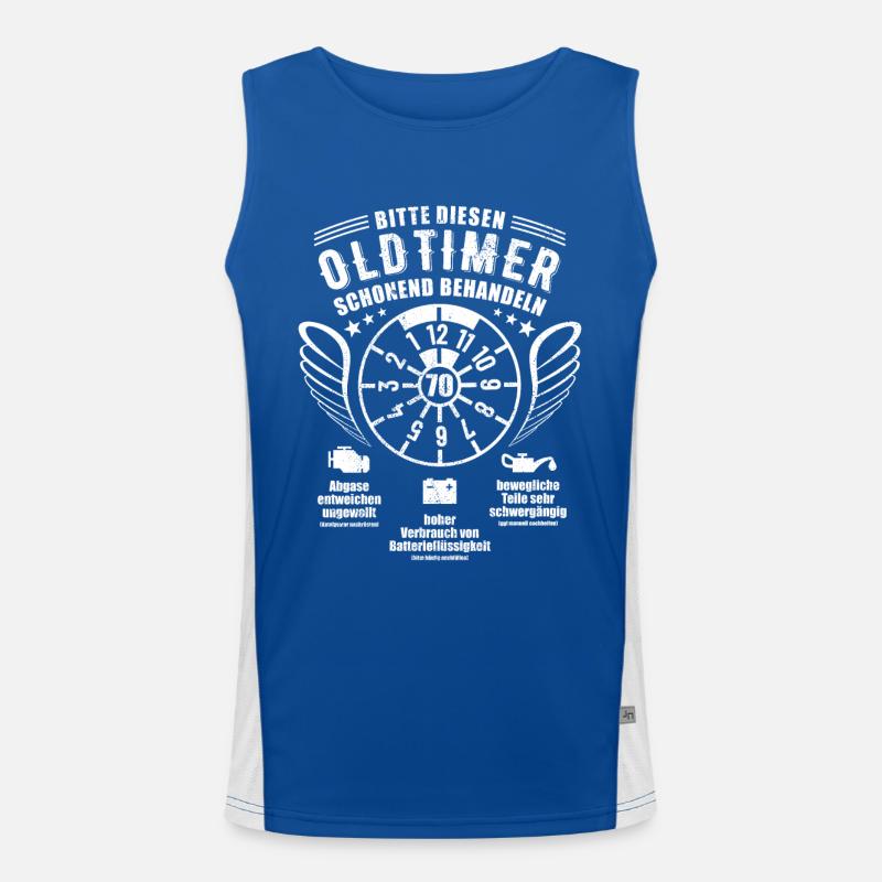 Oldtimer schonend behandeln - 70. Geburtstag Funktionelles Kontrast-Tank Top für Männer 