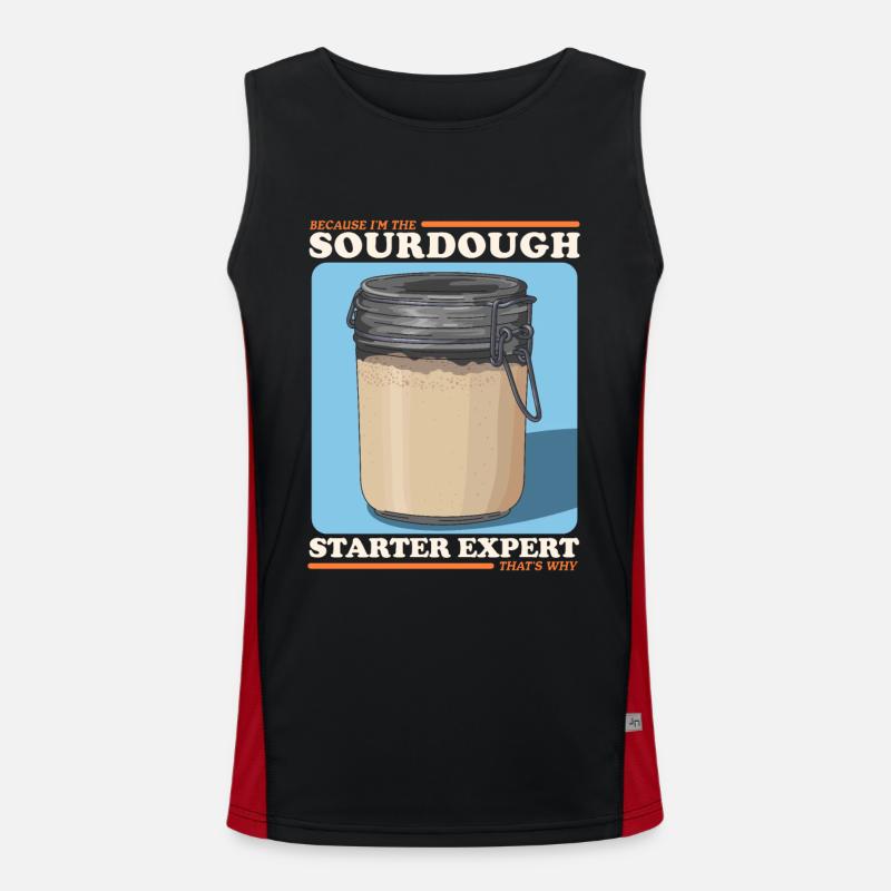 Sourdough Starter Expert Gift - Men's Functional Contrast Tank Top  - black/red