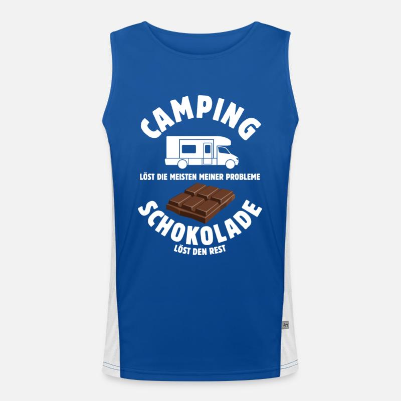 Camping löst meine Probleme - Schoko Spruch Funktionelles Kontrast-Tank Top für Männer 