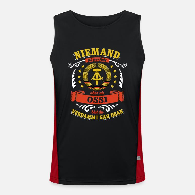 Niemand ist perfekt - Ossi - Spruch, DDR Funktionelles Kontrast-Tank Top für Männer 