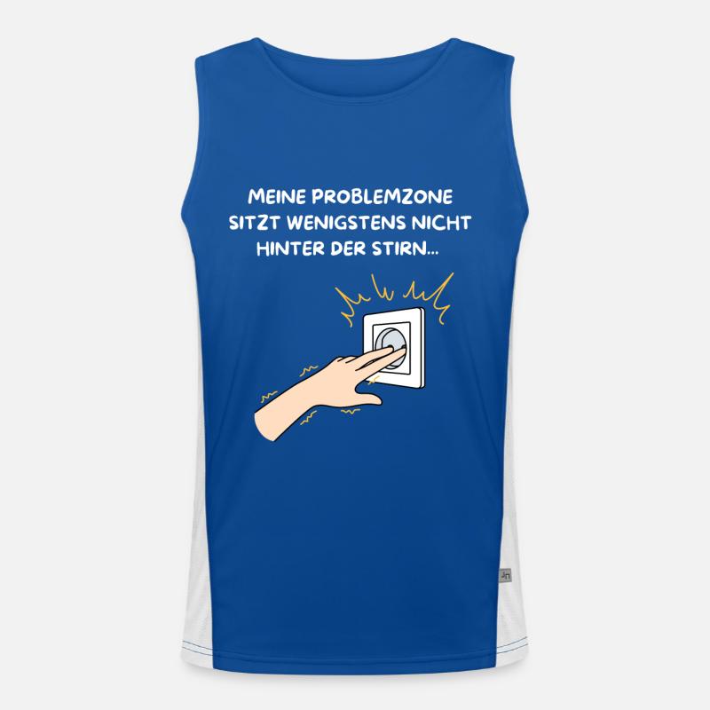 MEINE PROBLEMZONE SITZT WENIGSTENS NICHTWOANDERS. Funktionelles Kontrast-Tank Top für Männer 