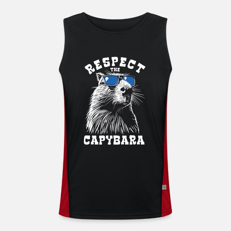 Respect The Capybara - Spruch - Men's Functional Contrast Tank Top  - black/red