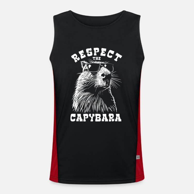 Respect The Capybara - Spruch - Men's Functional Contrast Tank Top  - black/red