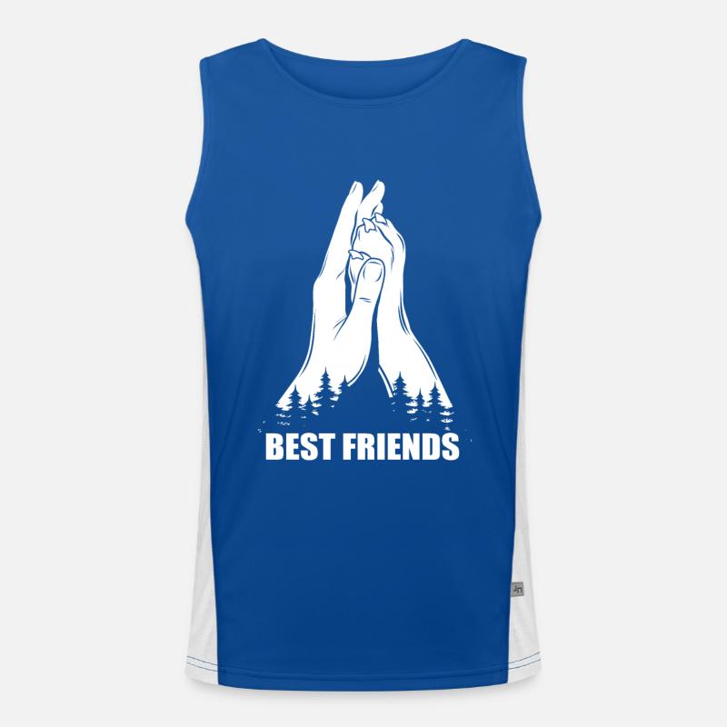 Beste Freunde - Hand + Hundepfote - High Five Funktionelles Kontrast-Tank Top für Männer 