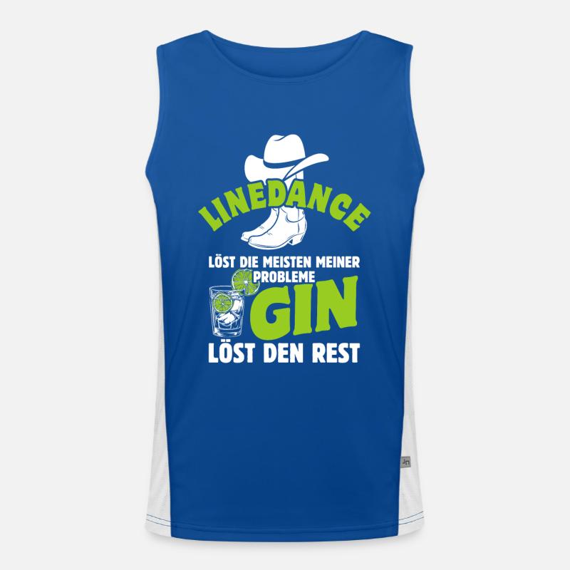 Linedance löst Probleme, Gin löst den Rest Funktionelles Kontrast-Tank Top für Männer 