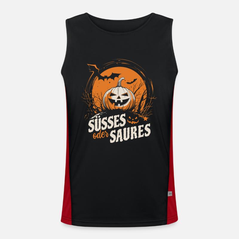Halloween Kürbis - Süßes oder Saures Funktionelles Kontrast-Tank Top für Männer 