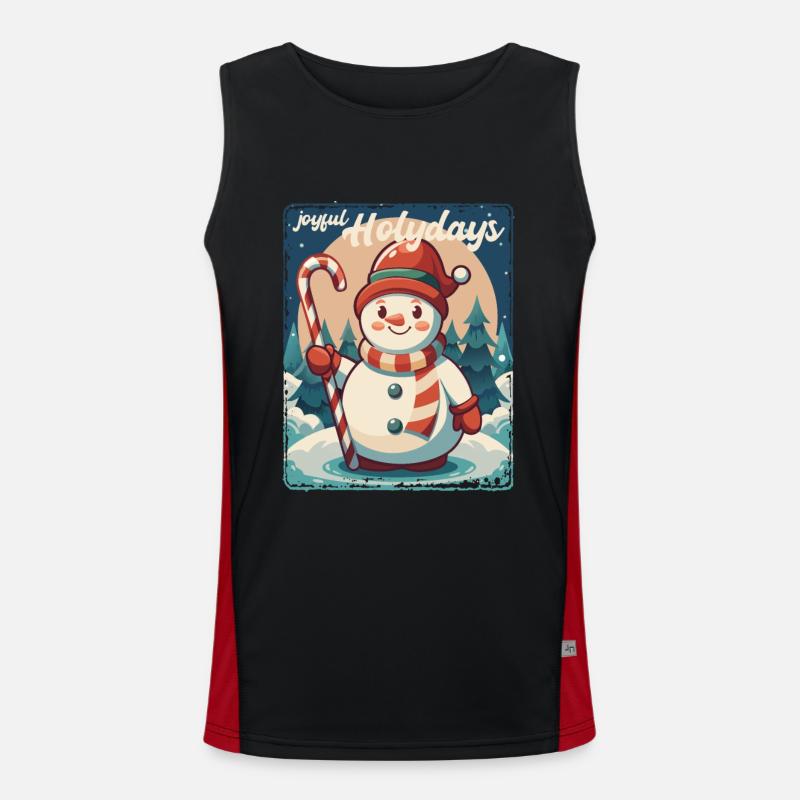 Joyful Holydays - Geschenk mit Schneemann Funktionelles Kontrast-Tank Top für Männer 