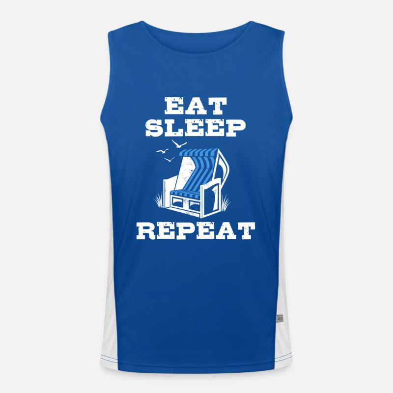 Manger Dormir Chaise De Plage Répéter, Plage, Vacances, Mer Débardeur respirant contrasté Homme 