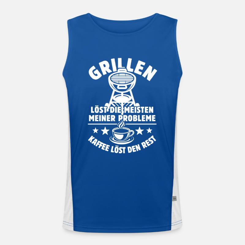 Grillen löst meine Probleme - Kaffee Spruch Funktionelles Kontrast-Tank Top für Männer 