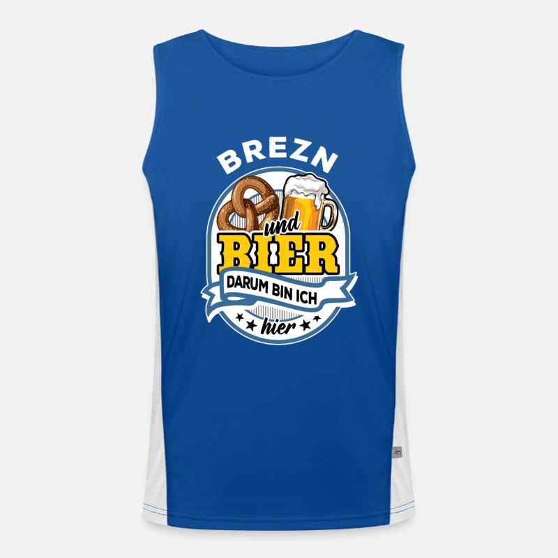 Brezn & Bier - darum bin ich hier Funktionelles Kontrast-Tank Top für Männer 