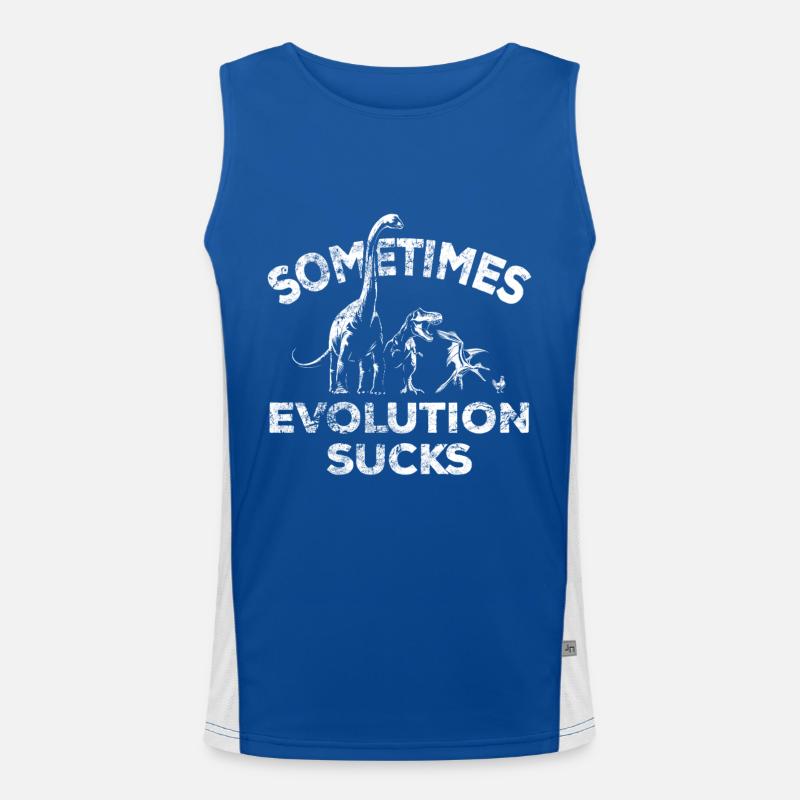 Sometimes Evolution sucks - Dinosaur - Chicken Men's Functional Contrast Tank Top 