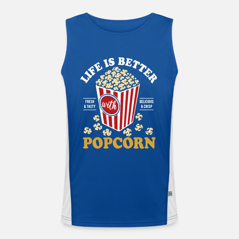 Life is better with Popcorn - knusprig & lecker Funktionelles Kontrast-Tank Top für Männer 