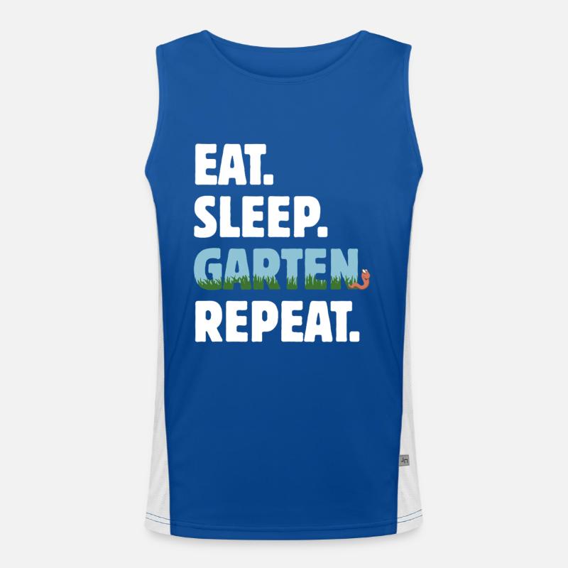 Eat Sleep Garten Repeat - Gärtner Geschenk Funktionelles Kontrast-Tank Top für Männer 