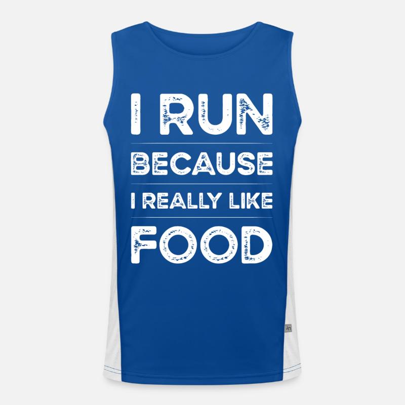 I run because I really like Food Funktionelles Kontrast-Tank Top für Männer 